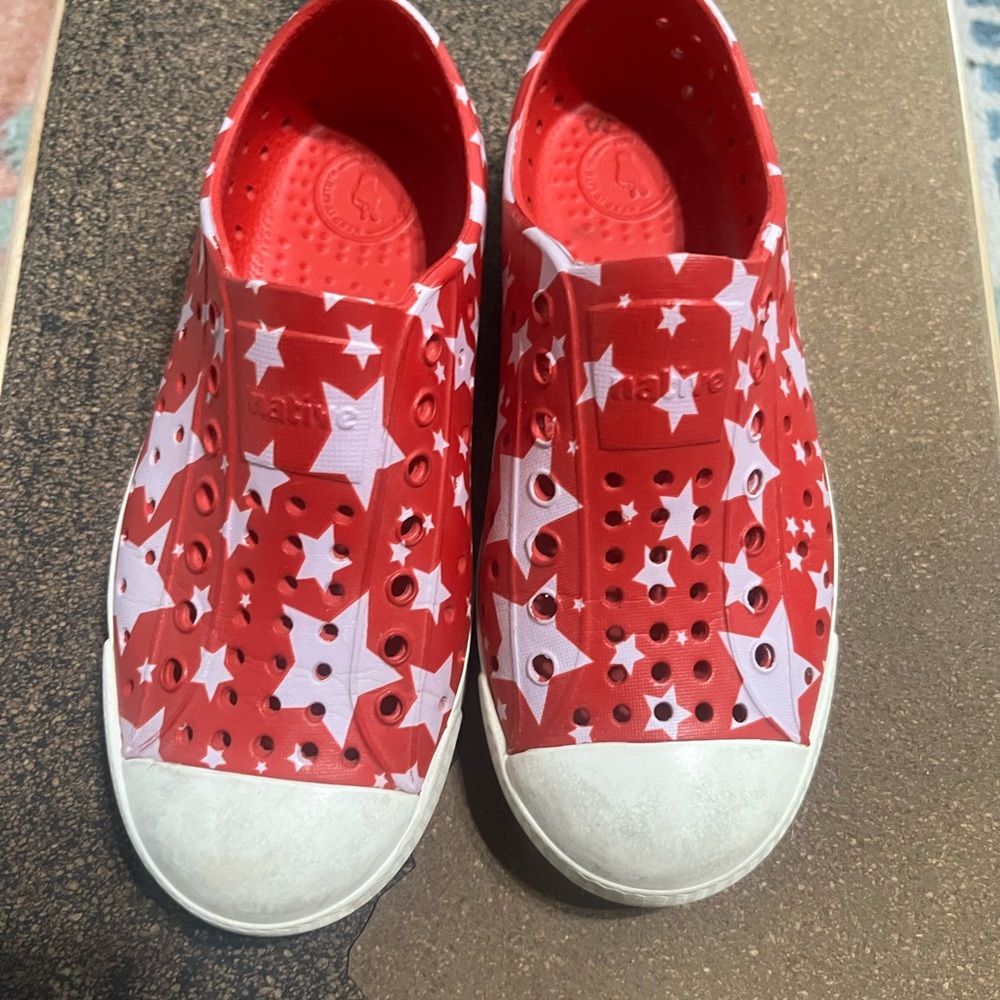 Native Red and White Star Sneakers Slip-On